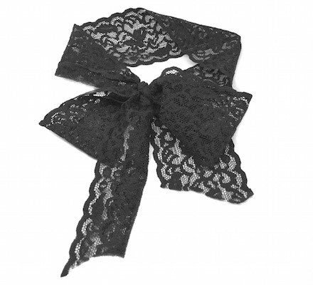 Bandtz Luxe Lace Bow Headband in Black. Lingerie trim hair accessory. Headband, hair tie, hair band.