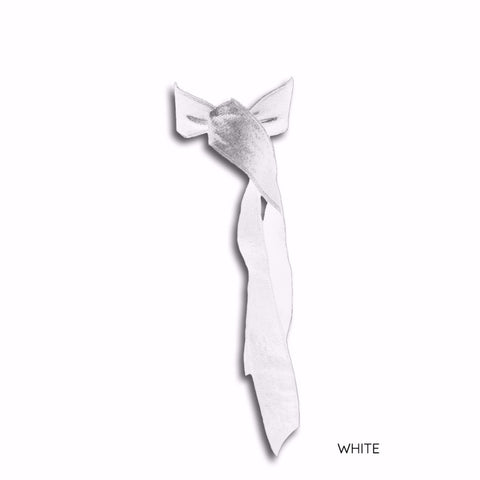 White Satin Long Tail by Bandtz. Individual hair tie handmade from white elastic satin trim. 