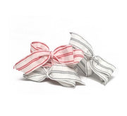 Bandtz Swiss Dot Bow in White Red Blue. Elastic hair bows with blue or red stripes. 