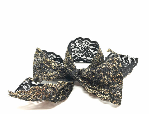 Luxe Lace Pony Bow - Bandtz in black and gold