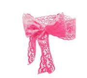 Luxe Lace Bow Headband in Pink - Bandtz. Elastic lace headband. Handmade hair accessory.