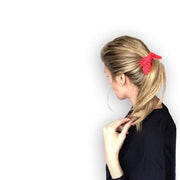 Luxe Lace Tail Band in blonde ponytail. Bandtz hairband handmade from high end elastic lace trim. Hair tie for women.