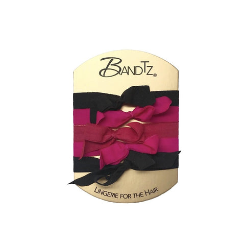 Joan Set by Bandtz. Five hair bows handmade from matte micro fiber elastic. Soft hair ties. Fashion hair ties. Hair tie bracelet. No tangle, no knot hair ties. 