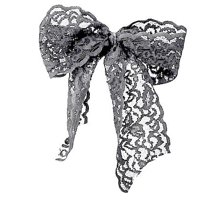 Grey Luxe Lace Pony Bow - Bandtz. Wide elastic lace hair bow. Lace hair accessory. 