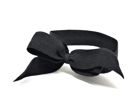 Bandtz Bette Set. Three Bandtz elastic hair bows in black. Black matte elastic ribbon bow. No hair crease. Best hair tie. Better than any scrunchie. Fold over elastic hair tie but better. 
