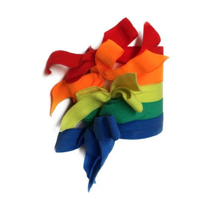 Bandtz Pride Bows. Five matte micro fiber hair bows in a rainbow of colors. 