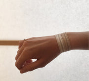 Bandtz Swiss Dot Cuff Set on wrist. Hair tie bracelets