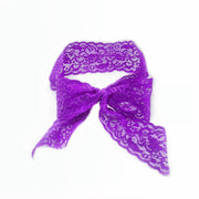 Luxe Lace Bow Headband in Purple - Bandtz. Elastic lace trim headband. Hair accessory. 