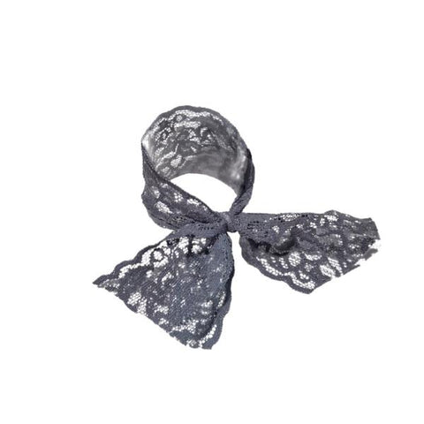 Bandtz Luxe Lace Tail Band in Grey. Hair band handmade from high end elastic lace trim. Hair tie for women. 