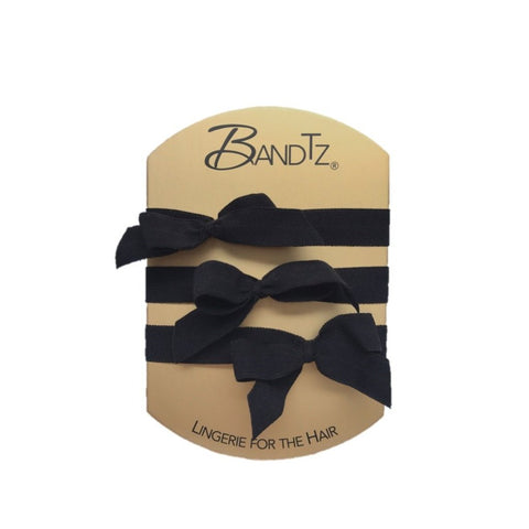 Bette Set by Bandtz. Three Bandtz hair elastics. Black elastic hair bows. Grown up hair tie. Black matte elastic. No hair crease. Best hair tie. Better than any scrunchie or FOE
