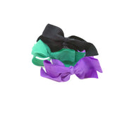 Bandtz Encore Set in Jewel. Three matte elastic hair bows in black, purple and green. Long lasting, no fray hair bows. Favorite hair tie for thick hair and thin hair. Kind to the hair.   