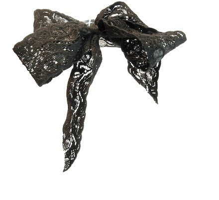 Closeup on Bandtz lace hair bow from the Midnight Set