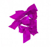 Brigitte Set in Magenta. Radiant Orchid. Three Bandtz hair bows. Satin stretch elastic hair ties. No fray ends, no crease in the hair. Hair ribbon look.